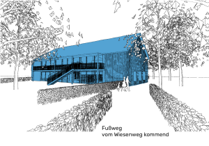 Der Neubau_Fußweg vom Wiesenweg Der Neubau_Fußweg vom Wiesenweg