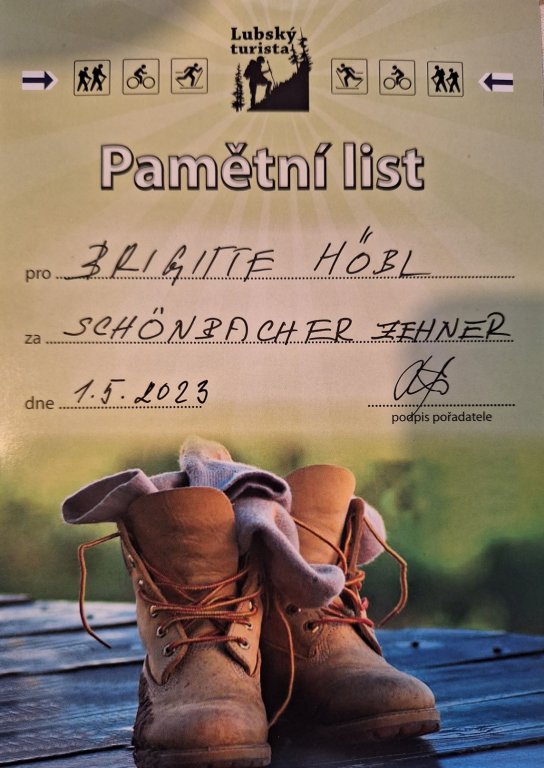 Schönbacher Zehner Teilnahmeurkunde