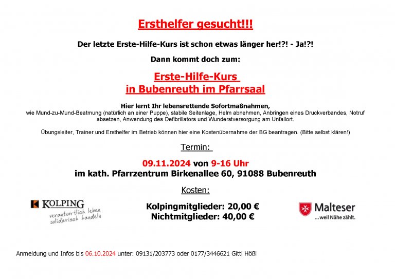 Erste-Hilfe-Kurs in Bubenreuth
