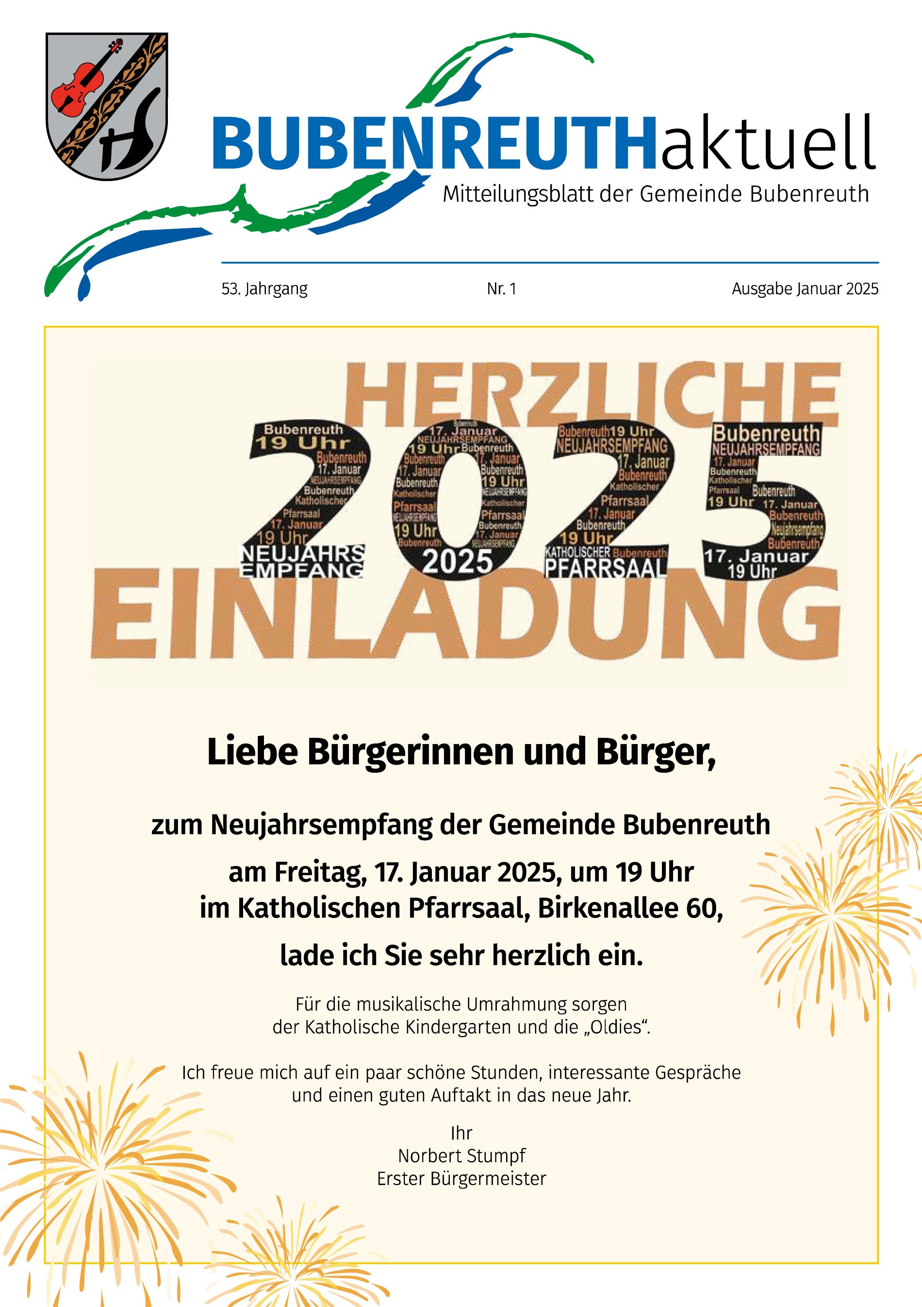 BUBENREUTH aktuell Januar 2025 Titel