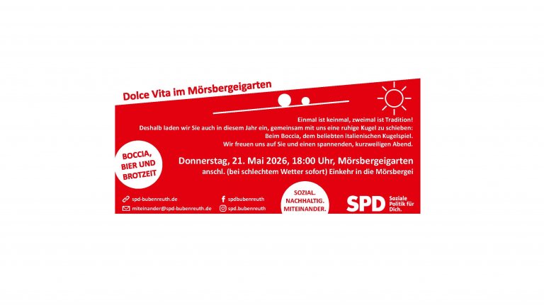 SPD Bubenreuth - Dolce Vita im Mörsbergeigarten